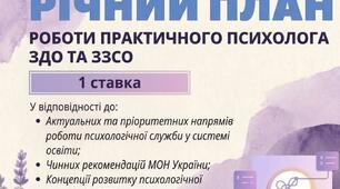 РІЧНИЙ ПЛАН ПСИХОЛОГА на 26-27 н.р. ЗЗСО (1-11 класи) на 1 ставку