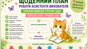 📘 ЩОДЕННИЙ ПЛАН РОБОТИ АСИСТЕНТА ВИХОВАТЕЛЯ ІНКЛЮЗИВНОЇ ГРУПИ