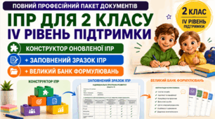 Конструктор та заповнений зразок оновленої ІПР; 2 клас, 4 рівень підтримки (пакет документів)