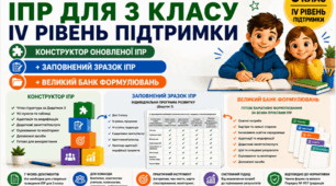 Конструктор та заповнений зразок оновленої ІПР; 3 клас, 4 рівень підтримки (пакет документів)