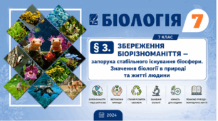 Збереження біорізноманіття – запорука стабільного існування біосфери. Значення біології в природі та житті людини. Презентація, інфографіка, робочий аркуш