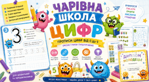 Чарівна школа цифр: прописи цифр від 0 до 9 (Монстрики Пишунчики)