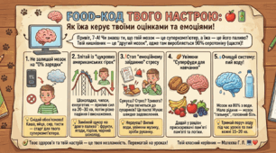 Методична розробка години спілкування з елементами психологічного тестування для 7 класу «Харчування і настрій: як те, що ми їмо, впливає на наше самопочуття та навчання» (НУШ, дистанційне навчання)