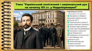 Український політичний і національний рух на початку XX ст. у Наддніпрянщині. Історія України. 9 клас (НУШ). За підручником авторів Щупак І. та інші.