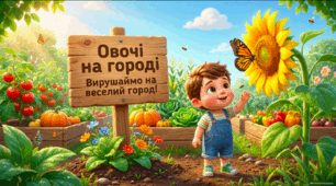 Овочі на городі - презентація
