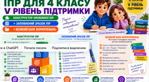 Конструктор та заповнений зразок оновленої ІПР; 4 клас, 5 рівень підтримки (пакет документів)