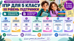 Конструктор та заповнений зразок оновленої ІПР; 5 клас, 3 рівень підтримки (пакет документів)
