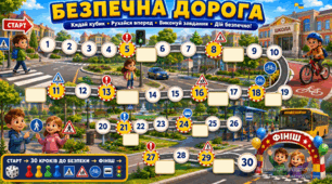 Настільна гра «Безпечна дорога». Правила дорожнього руху для учнів початкової школи.