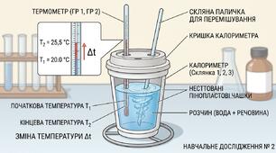 Робочий аркуш. Навчальне дослідження № 2 «Тепловий ефект розчинення» (9 клас НУШ)
