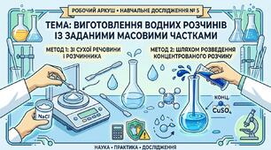 Робочий аркуш. Навчальне дослідження № 5 «Виготовлення розчинів із заданою масовою часткою» (9 клас НУШ)