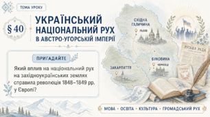 9 клас НУШ Презентація + робочий аркуш + опорний конспект + емоційне налаштування § 40 УКРАЇНСЬКИЙ НАЦІОНАЛЬНИЙ РУХ  В АВСТРО-УГОРСЬКІЙ ІМПЕРІЇ