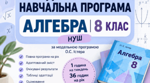 Адаптована програма + КТП з алгебри 8 клас НУШ | Істер О.С. | Педагогічний патронаж | 1 год/тиждень