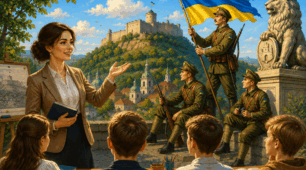 Інтерактивний урок-дослідження (презентація) "Народна стрілецька пісня «Там, під львівським замком». Пісня-реквієм січовому стрілецтву. Мотив засудження війни.  Народна стрілецька пісня літературного походження «Йде січове військо» (М. Гайворонський)"