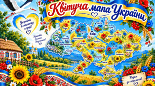 💎🌻Постер "Квітуча мапа України"💎🌻💎🌻