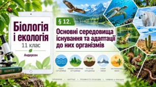 Основні середовища існування та адаптації до них організмів. Презентація, інфографіка, робочий аркуш