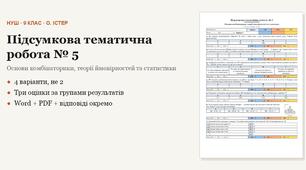 Алгебра 9 клас НУШ (Істер) · Підсумкова тематична (контрольна) робота № 5 — Основи комбінаторики, теорії ймовірностей та статистики · 4 варіанти з відповідями