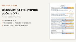 Геометрія 9 клас НУШ (Істер) · Підсумкова тематична (контрольна) робота № 5 — Геометричні перетворення · 4 варіанти з відповідями