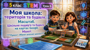 5 клас STEM Урок 6 Моя школа територія та будівля. Масштаб. Шкільне подвір’я та будівля на картах Google. Макет.  Проєкт «Макет власної школи»