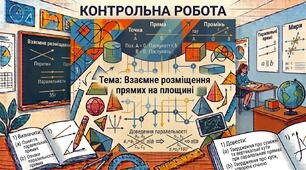 Контрольна робота. 7 клас.  Взаємне розміщення прямих на площині