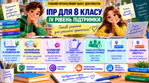Конструктор та заповнений зразок оновленої ІПР; 8 клас, 4 рівень підтримки (пакет документів)