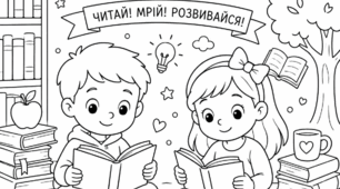 РОЗМАЛЬОВКА «ДЕНЬ ЧИТАННЯ КНИГ» — ДЛЯ МАЛЕНЬКИХ ЛЮБИТЕЛІВ КНИГ!