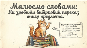 🐱📚 Розвиток мовлення. Усний вибірковий переказ художнього тексту, що містить опис предмета, за колективно складеним простим планом ✨