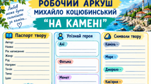 Робочий аркуш "Михайло Коцюбинський «На камені»"  9 клас НУШ