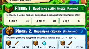 Величини.  Картки для повторення за 4 клас.