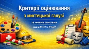 Критерії оцінювання 2026/2027 5-9 класи за наказами МОН №722 та №1427 | МИСТЕЦЬКА галузь| Готовий комплект