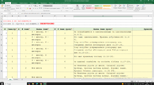 Календарно-тематичне планування (Excel) 1 клас, ЯДС, НУШ , Єдина школа, Савченко, Гільберг, 3 г/т.  Перший семестр.