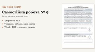 Геометрія 7 клас НУШ (Істер) · Самостійна робота № 9 — Коло і круг · Дотична до кола, її властивості · Коло, вписане в трикутник · 4 варіанти з відповідями