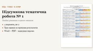 Алгебра 7 клас НУШ (Істер) · Підсумкова тематична (контрольна) робота № 1 — Лінійні рівняння з однією змінною · 4 варіанти з відповідями