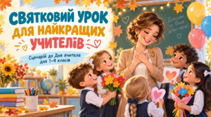 «Святковий урок для найкращих учителів» концертний сценарій до Дня вчителя (1–4 класи) 2026