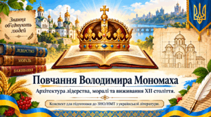 💛💙«Повчання дітям» Володимира Мономаха. Архітектура лідерства, моралі та виживання XII століття. Конспект для підготовки до ЗНО/НМТ з української літератури💛💙