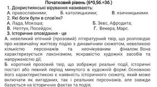 Комплексна підсумкова  робота №1 з української літератури, 8 клас, НУШ