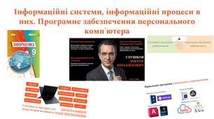 Інформаційні системи, інформаційні процеси в них. Програмне забезпечення персонального комп'ютера | 9 клас | презентація + робочий аркуш