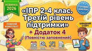 ІПР НОВА 2026 року (Індивідуальна програма розвитку) дитини 3-4 класу з інтелектуальними труднощами (ІІІ рівень підтримки) +  заповнений ДОДАТОК 4 (Усі предмети, Модифікація/Адаптація) ОЧНО/ДИСТАНЦІЙНО