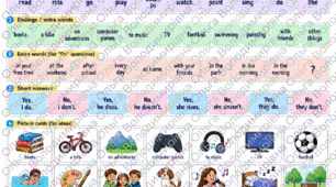 Free Time — перевірочні матеріали та мінішпаргалки для 4 класу | Numbers, Vocabulary, Present Simple QuickMinds 4