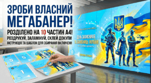 Мегабанер до Дня захисників і захисниць України (з 10 частин А4) | Роздрукуй, заламінуй, склей | Оформлення дошки та класу