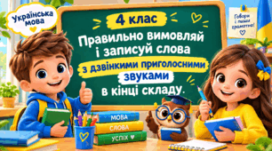 Презентація до уроку української мови, 4 клас, "Правильно вимовляй і записуй слова з дзвінкими приголосними звуками в кінці складу"