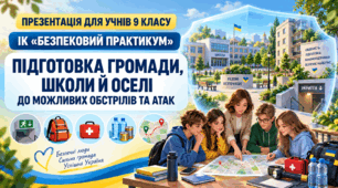 Презентація для учнів 9 класу з ІК “Безпековий практикум” на тему  “Підготовка громади, школи й оселі до можливих обстрілів та атак”