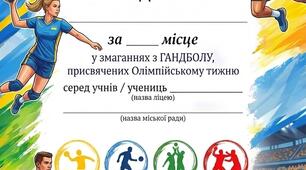 Грамота для нагородження у змаганнях з гандболу (Олімпійський тиждень).