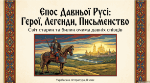 Русь, її культура та письменство. Усний народний епос. Старини (билини).  Теми та мотиви старин різних циклів, художні особливості.  «Про Іллю Муромця та Соловія».  ТЛ: старина.