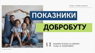 Показники добробуту. Презентація, НУШ. Л. ЗАДОРОЖНА. 9 КЛАС