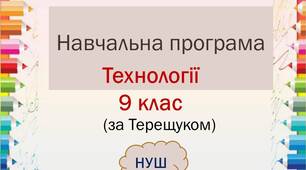 Навчальна програма «Технології. 9 клас»( за Терещуком)