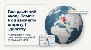 Презентація з географії 7 клас НУШ - Як визначати географічну широту і довготу точки на карті