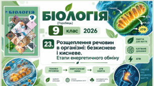 Розщеплення речовин в організмі: безкисневе і кисневе. Етапи енергетичного обміну. Презентація, інфографіка, робочий аркуш