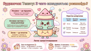 Навчальний плакат-пам'ятка до теми" Будова тексту"