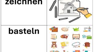 Memorykarten 33 wichtige Verben für Anfänger 1-4 Klasse der Grundschule