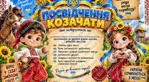 🇺🇦 Посвята в козачата | Великий комплект: посвідчення-книжечка, присяга, бутафорія, браслети та передбачення